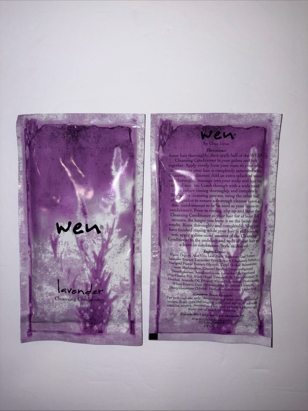 WEN by Chaz Dean 2 Cleansing Conditioner Packets  2 fl oz Travel Gym Lavender